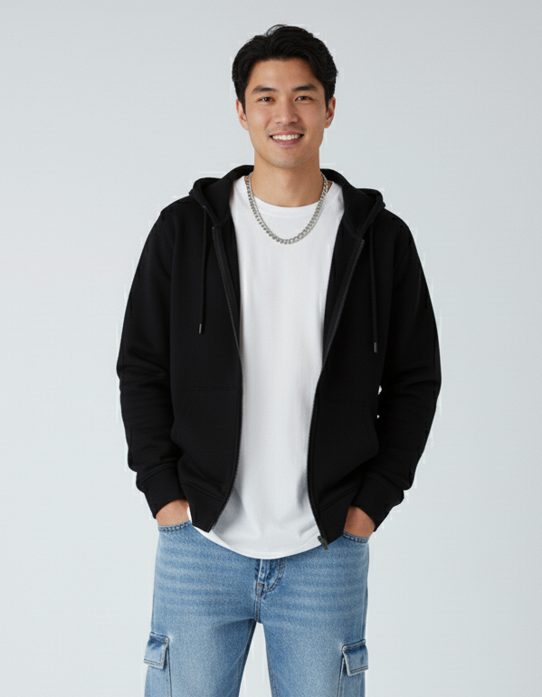 Sudadera con Capucha y Cremallera de Tejido Grueso P2017