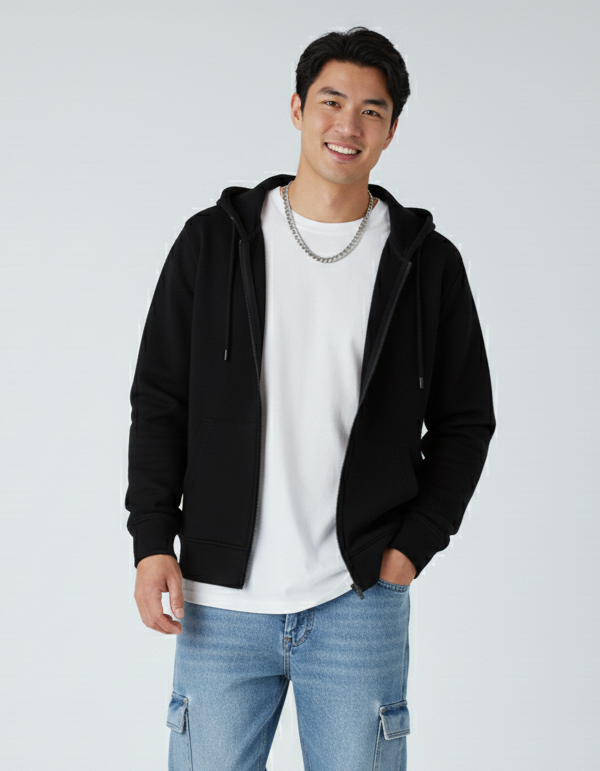 Sudadera con Capucha y Cremallera de Tejido Grueso P2017