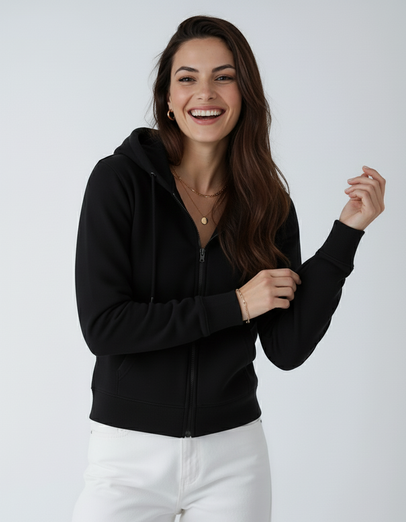 Sudadera con Capucha y Cremallera de Tejido Grueso P2017