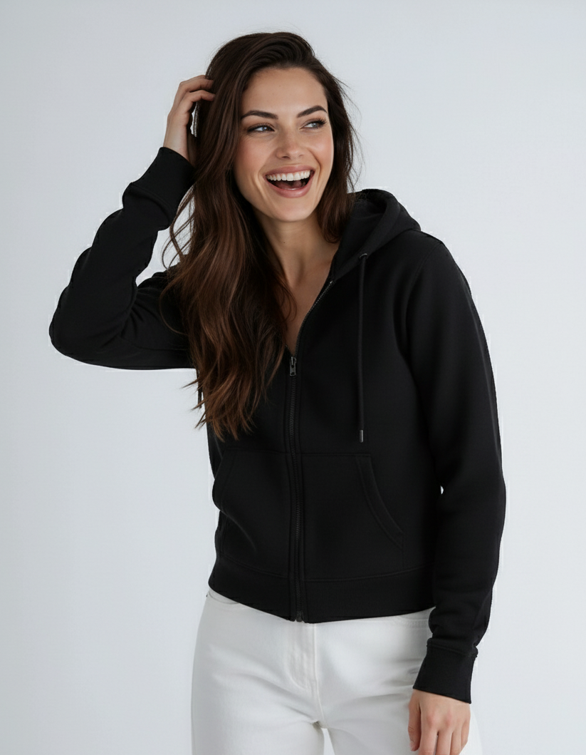 Sudadera con Capucha y Cremallera de Tejido Grueso P2017